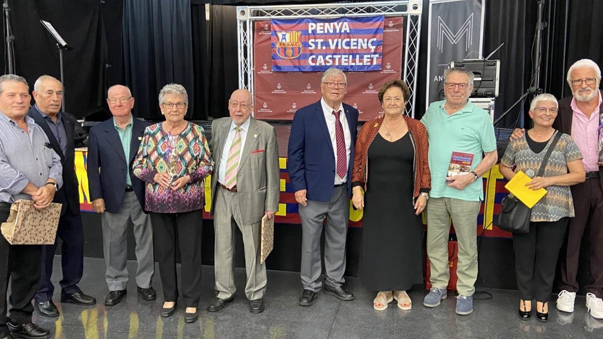 Algunos de los homenajeados en el 44º aniversario de la PB Sant Vicenç de Castellet