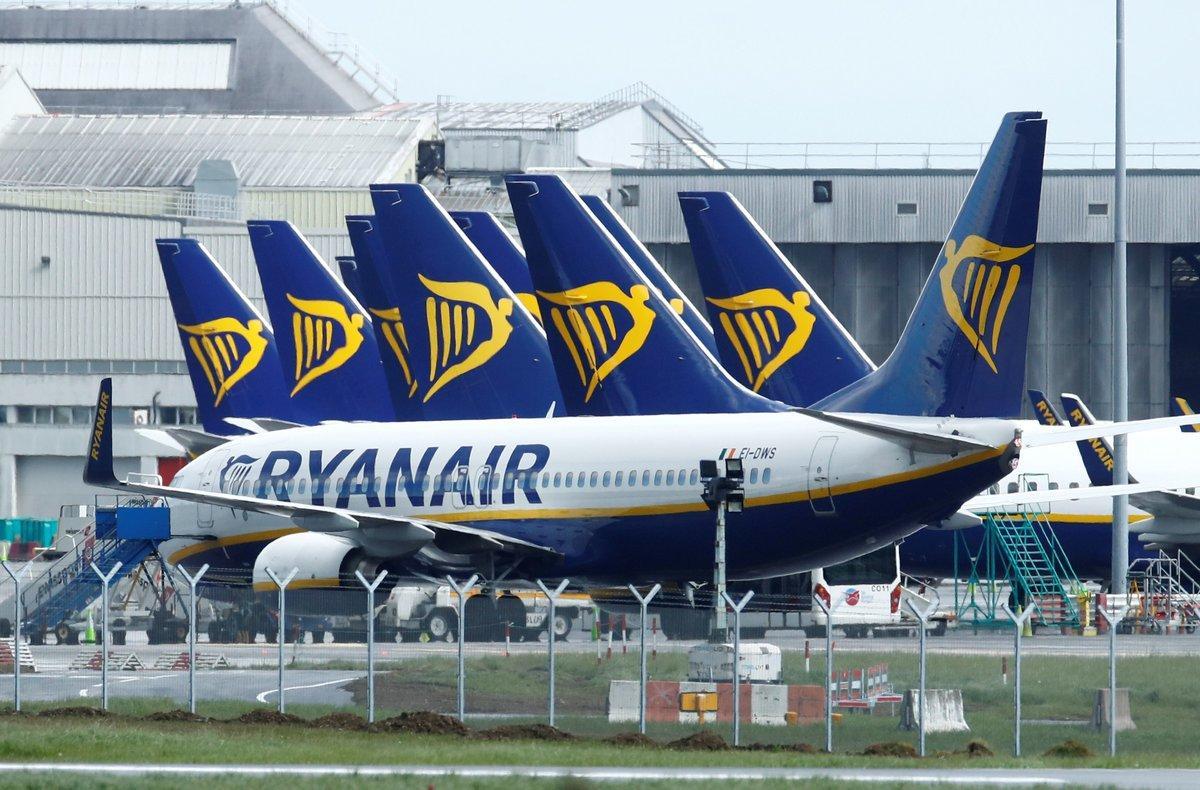Ryanair planes are seen at Dublin Airport, following the outbreak of the coronavirus disease (COVID-19), Dublin, Ireland, May 1, 2020. REUTERS/Jason Cairnduff Ryanair planes are seen at Dublin Airport, following the outbreak of the coronavirus disease (COVID-19), Dublin, Ireland, May 1, 2020. REUTERS/Jason Cairnduff