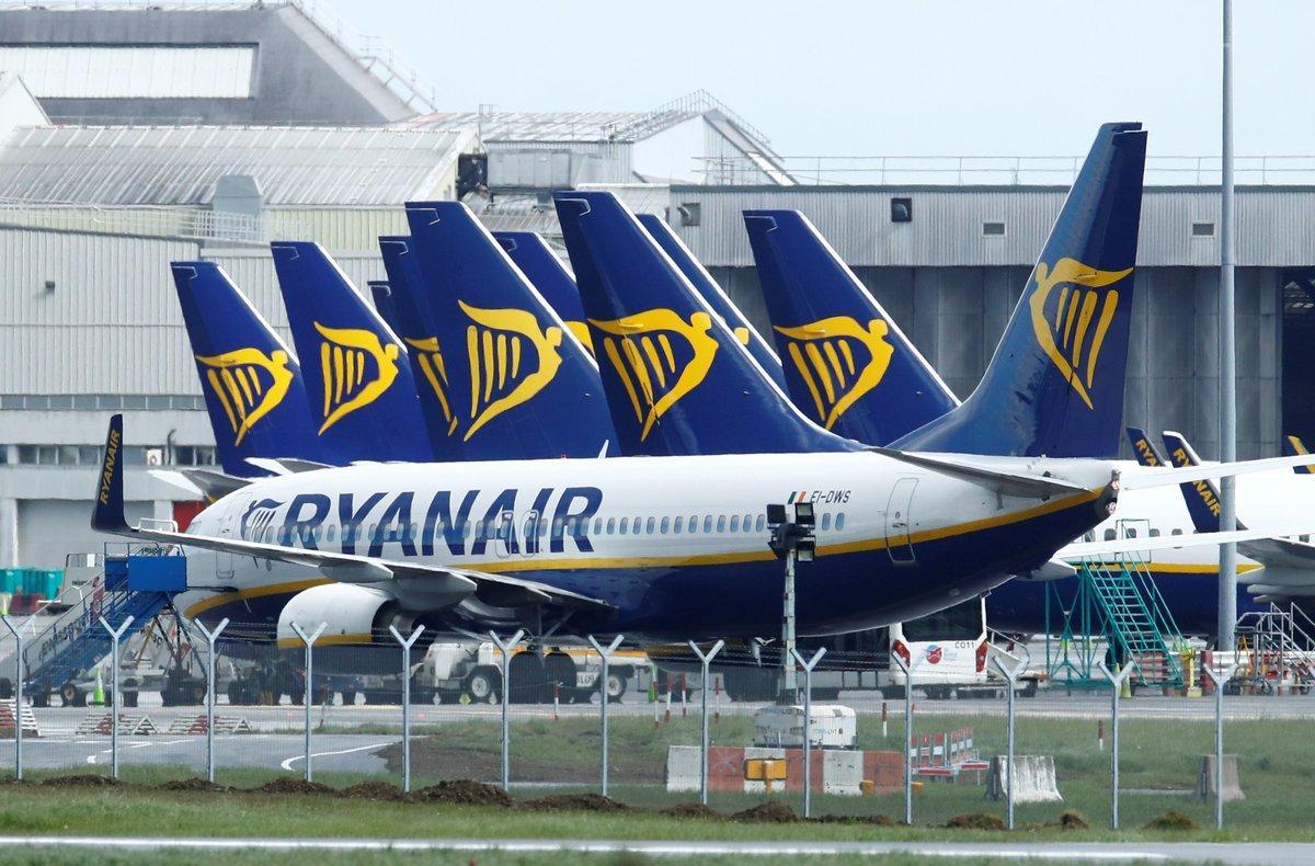 Ryanair planes are seen at Dublin Airport, following the outbreak of the coronavirus disease (COVID-19), Dublin, Ireland, May 1, 2020. REUTERS/Jason Cairnduff