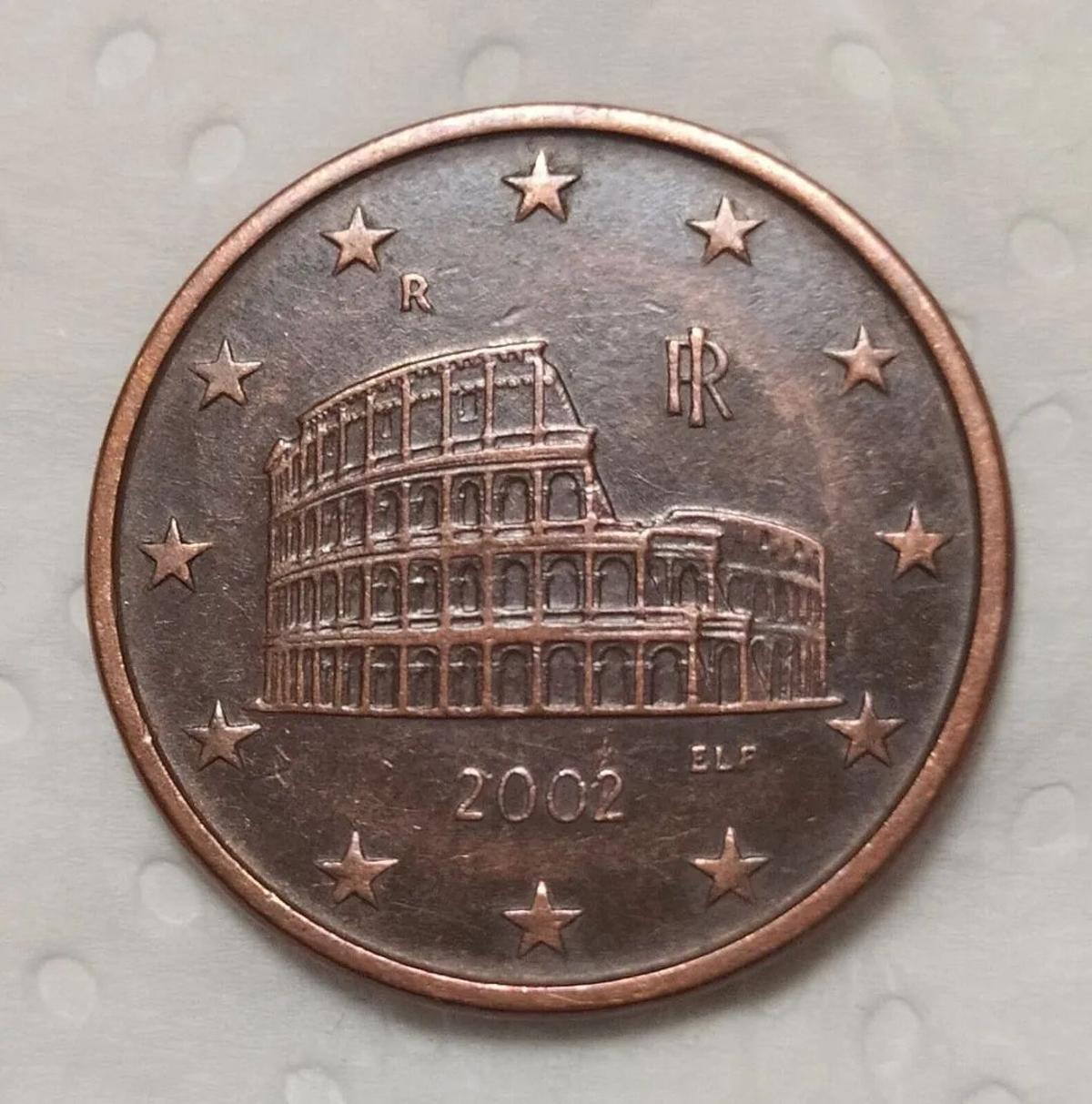 Moneda de 5 céntimos de Italia (2002)