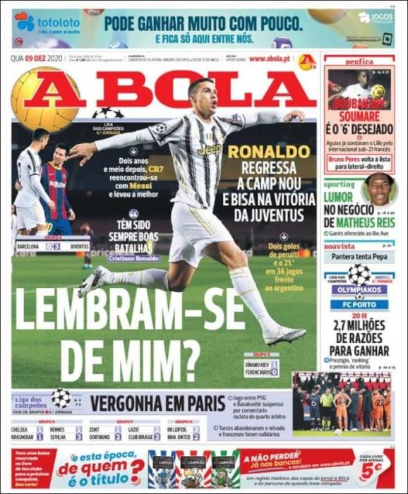 Portada A BOLA miércoles 9 diciembre 2020