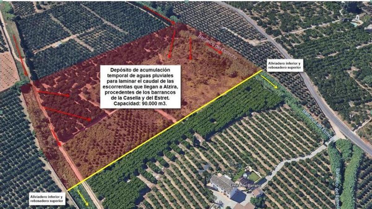 Detalle de la parcela de 30.000 metros en la que Podem propone crear un gran tanque de tormentas.