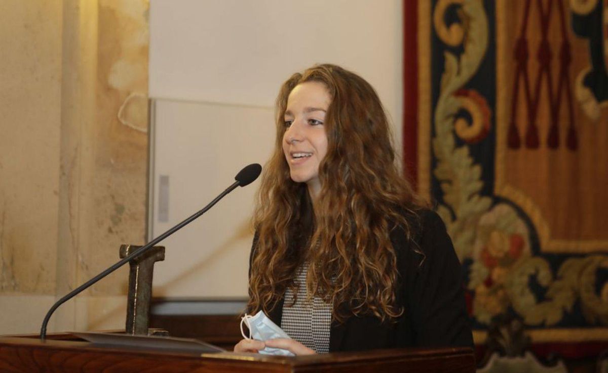 Marta Amendi, de Los Caserinos, durante su intervención tras recibir el galardón en la categoría de quesos. | Fernando Rodríguez