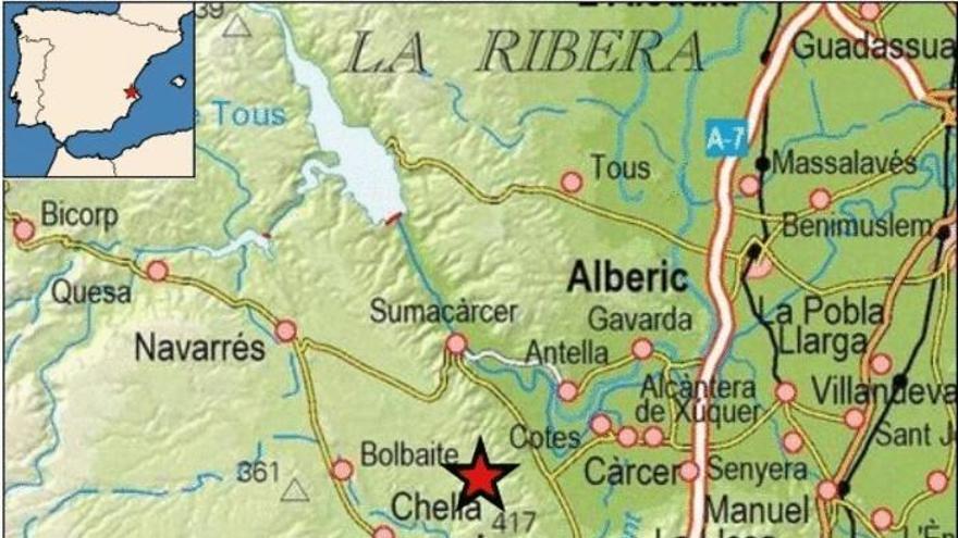 La tierra &quot;tiembla&quot; levemente en los términos de Sumacàrcer y Chella