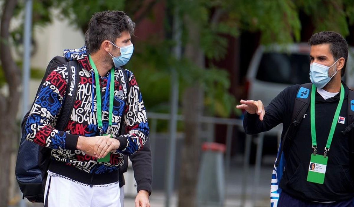 El italiano Bolinelli y el argentino González, antes de su sesión de entrenamiento.