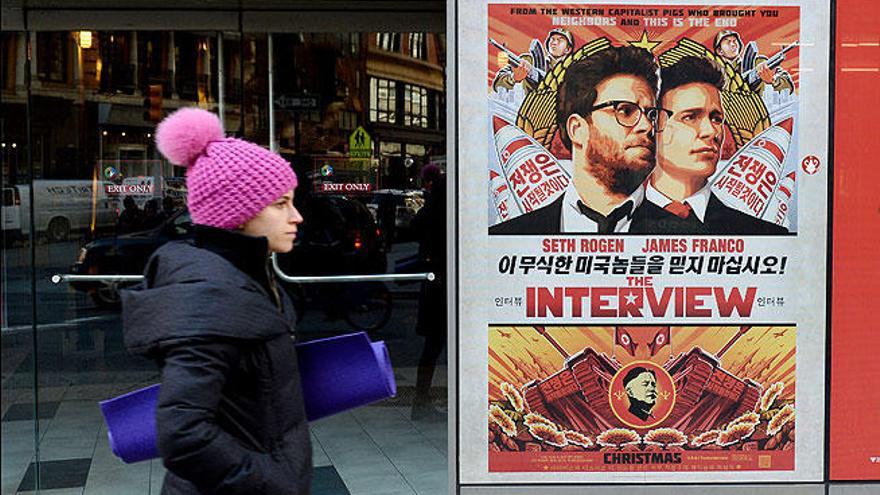 Vista de un cartel de &#039;The Interview&#039; en Nueva York.