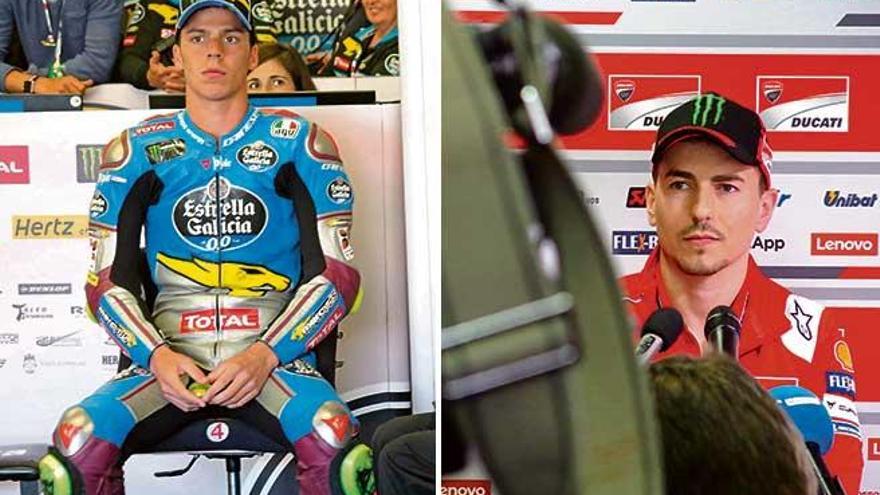 Mir en el box y Lorenzo en rueda de prensa, esta temporada.