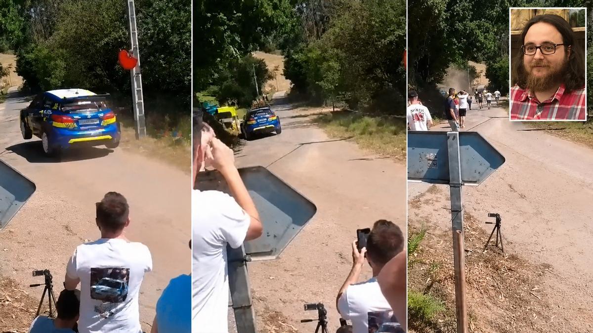 Tres momentos del suceso en el Rally Sprint Carreño. En el recuadro, Jorge Villa.