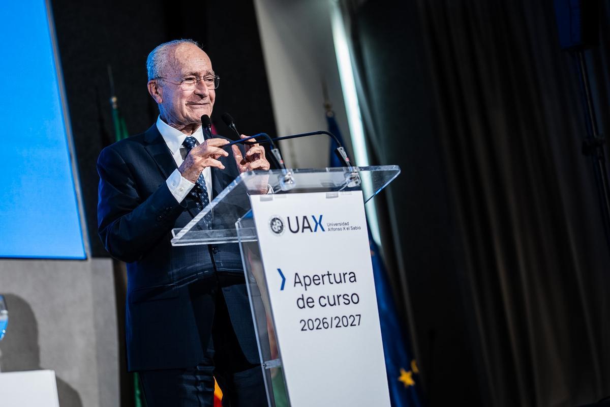 El alcalde de Málaga, Francisco de la Torre, en la inauguración del curso en la UAX Mare Nostrum.