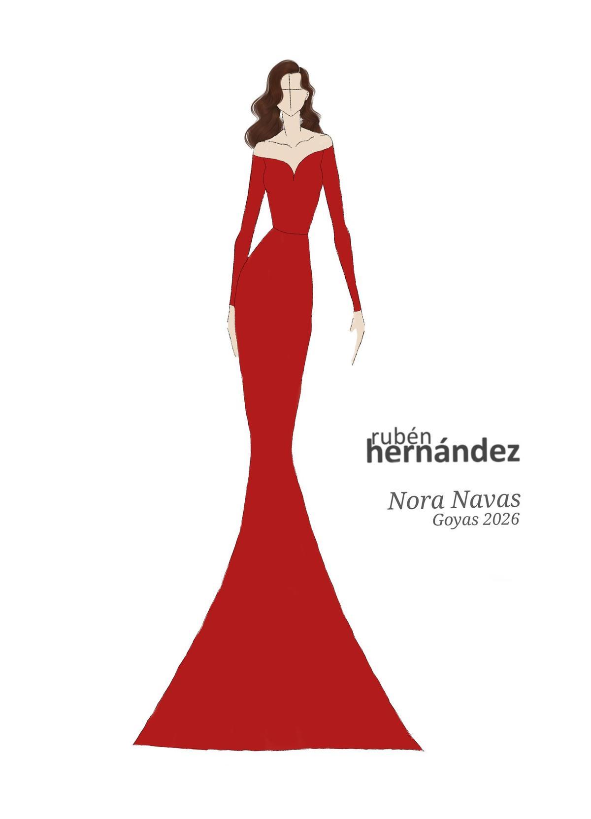 Boceto del diseño de Rubén Hernández para la actriz catalana Nora Navas