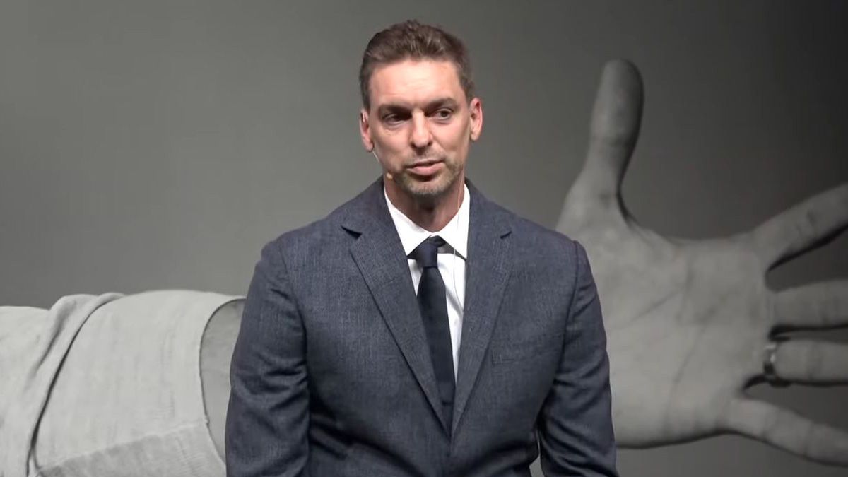 Pau Gasol durante la rueda de prensa en el Liceu