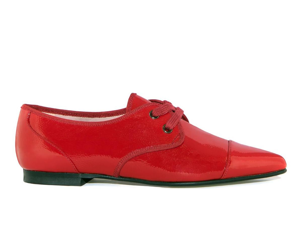 Brogue con cordones de charol rojo, Pretty Ballerinas