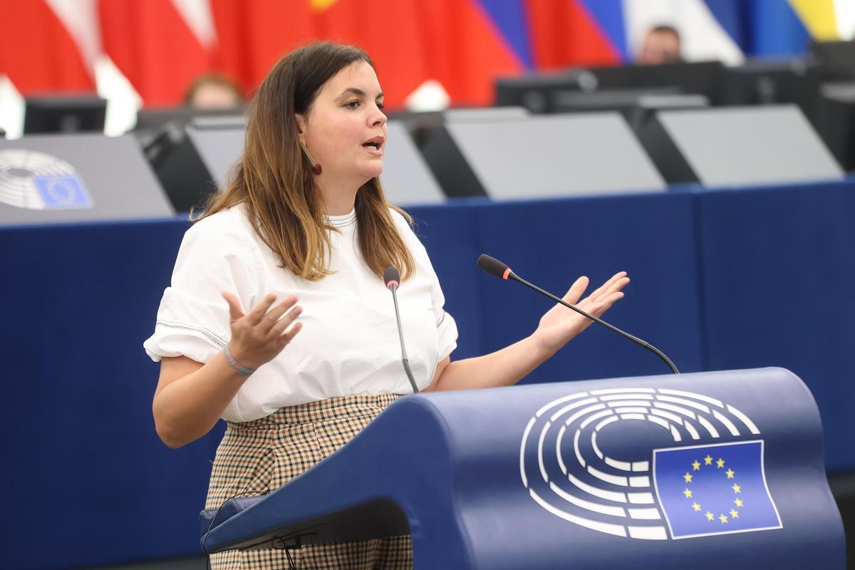 La eurodiputada del PSPV, Sandra Gómez, este miércoles en el Parlamento Europeo.