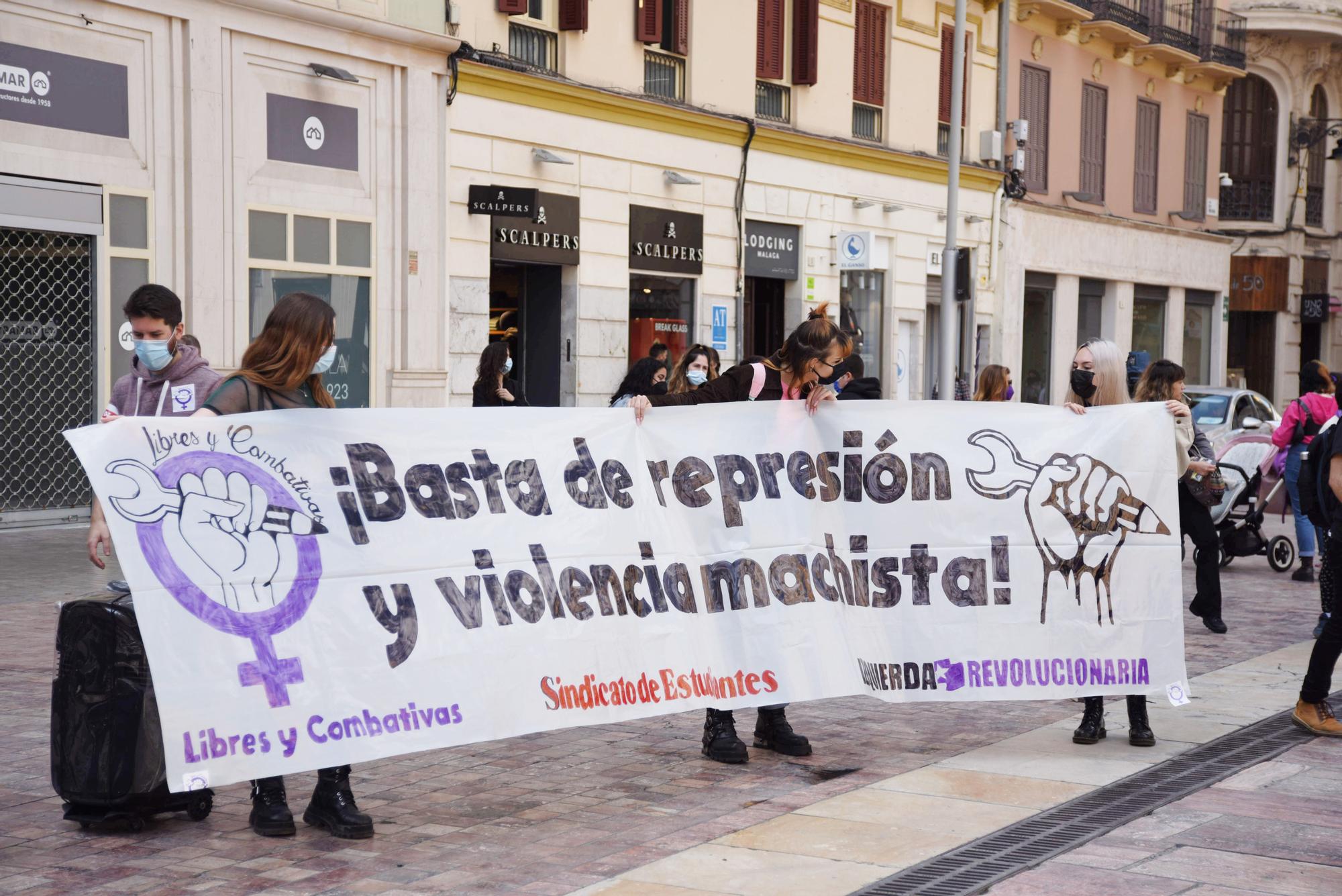 Manifestación por el 8M en las calles del Centro de Málaga