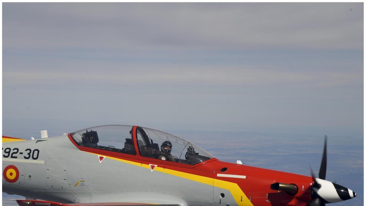 La Princesa de Asturias, estas semanas atrás, durante su segundo vuelo en solitario realizado durante su periodo de formación en la Academia General del Aire y del Espacio, en San Javier (Murcia).