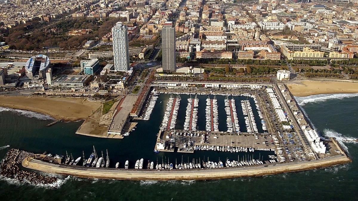 Vista aérea del Port Olímpic en Barcelona