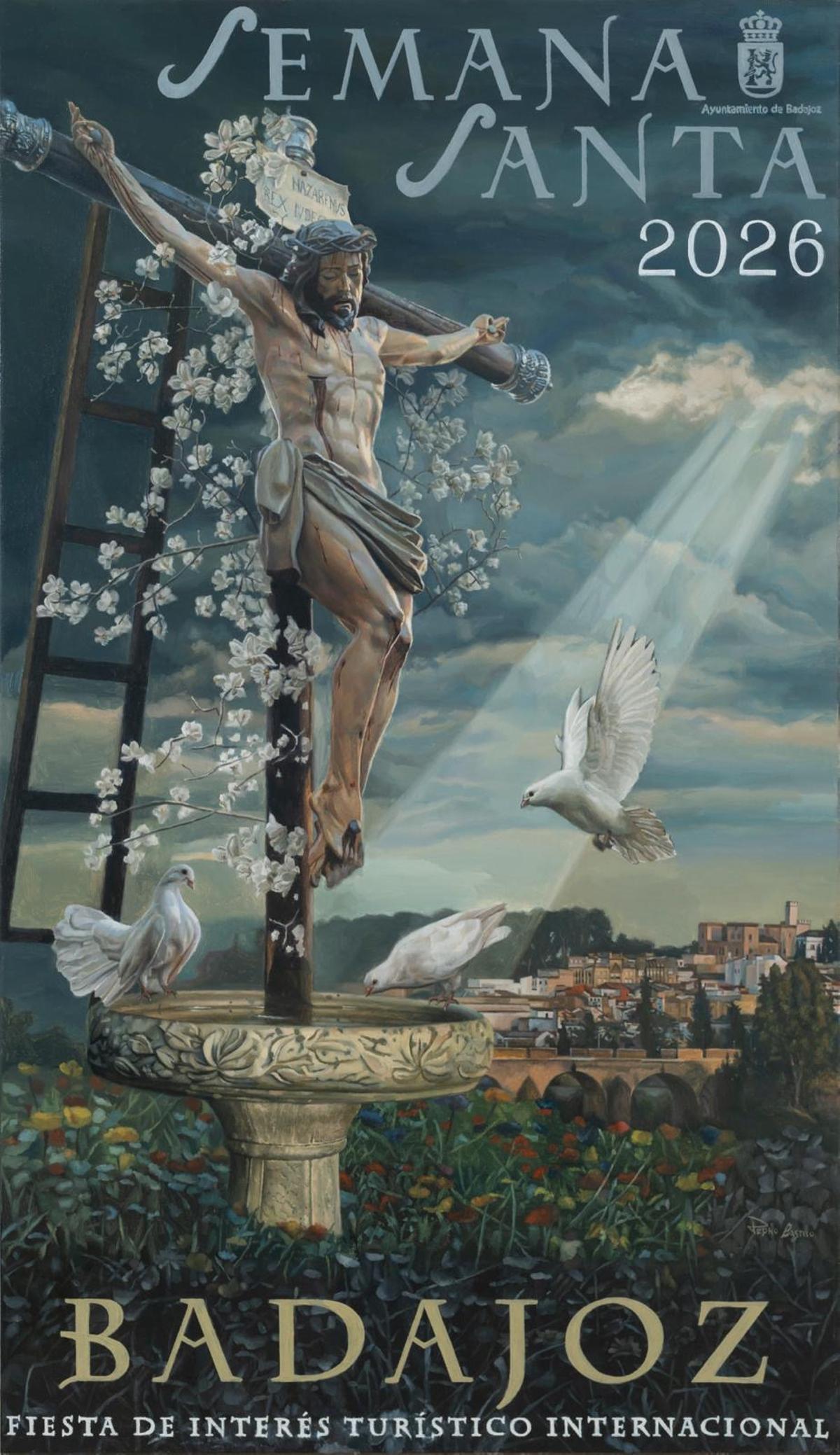 Cartel anunciador de la Semana Santa de Badajoz 2026.