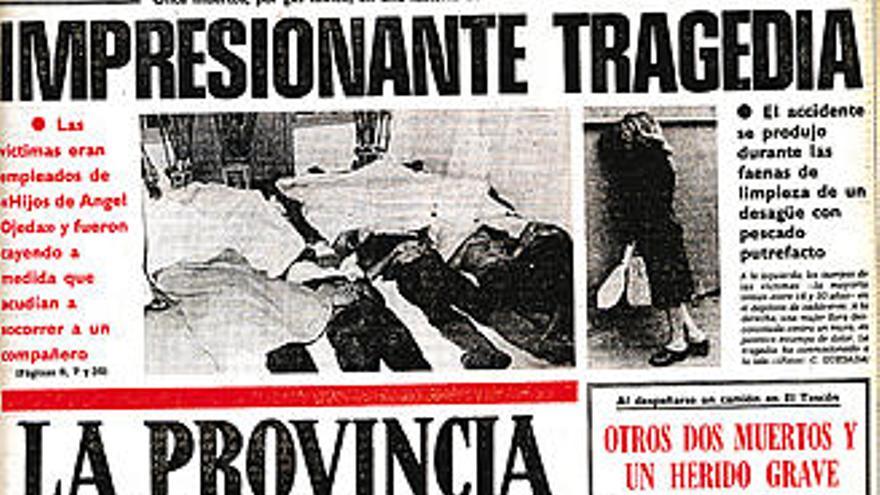 Portada de ´La Provincia´ informando de la tragedia de El Rincón el 5 de enero de 1979.