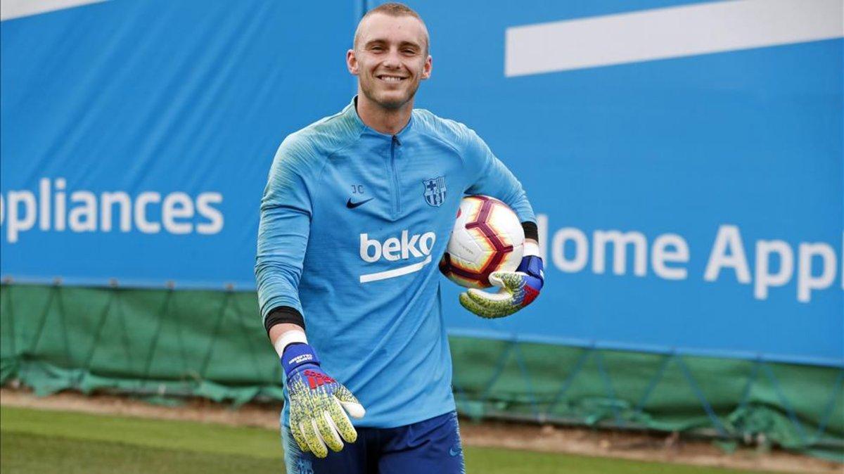 Cillessen, en un entrenamiento del Barça