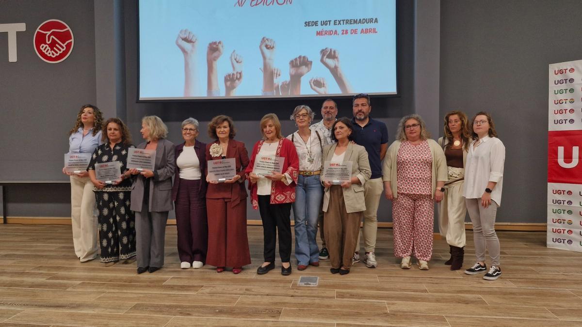 Carmen Calvo advierte del "aterrador" principio de prioridad nacional en los Premios Primero de Mayo de UGT Extremadura