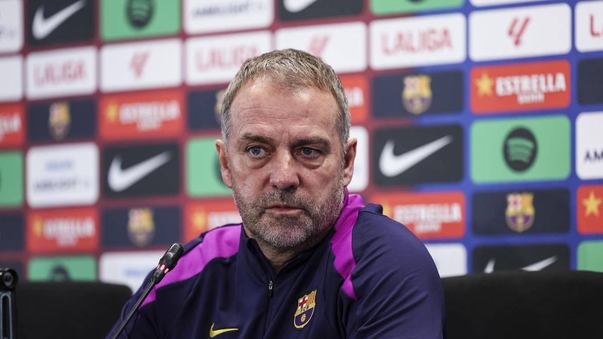 Hansi Flick, durante la rueda de prensa previa al Elche-Barça.