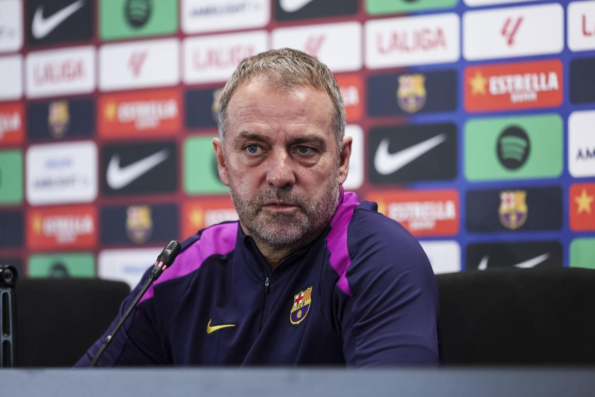 Hansi Flick, durante la rueda de prensa previa al Elche-Barça.