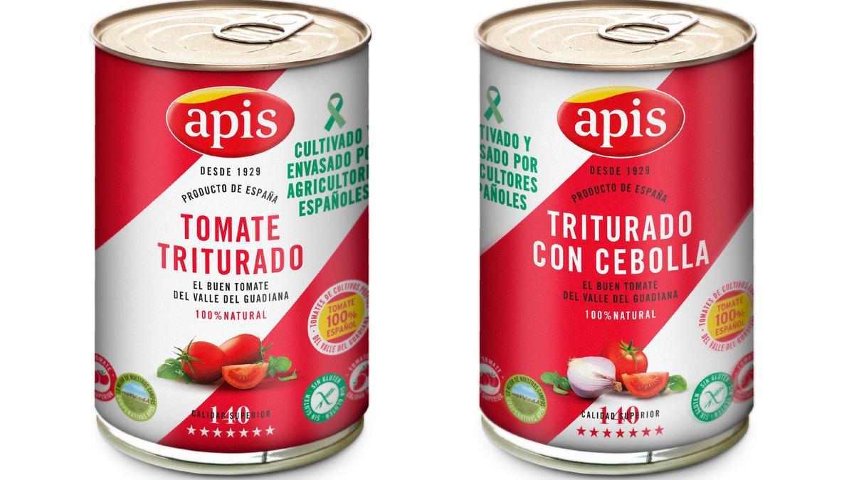 Tomate triturado y tomate triturado con cebolla de Apis.