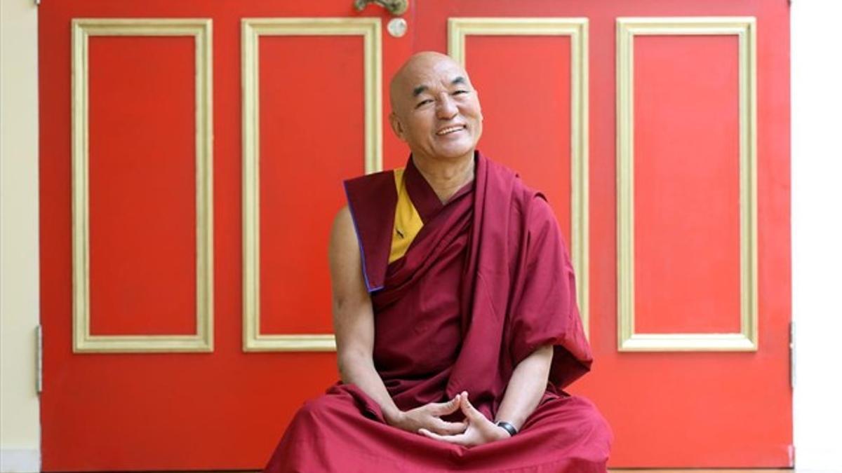 Thubten Wangchen, en la Casa del Tíbet en Barcelona, ayer