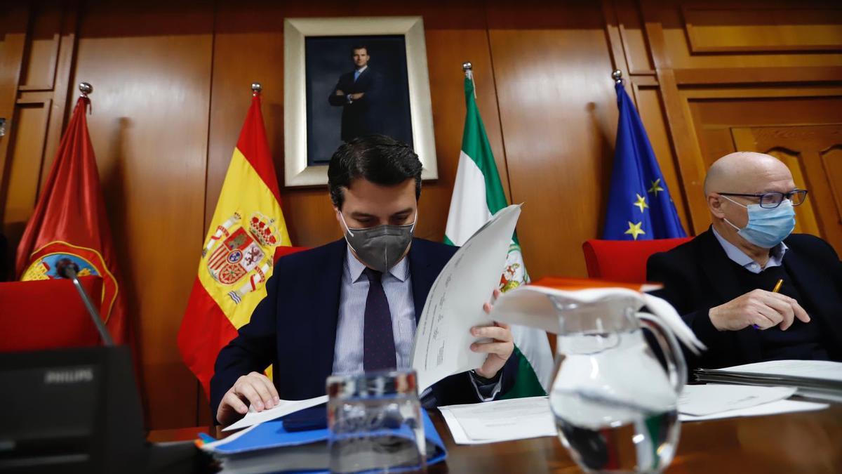 El alcalde de Córdoba, José María Bellido, en el pleno de hoy.