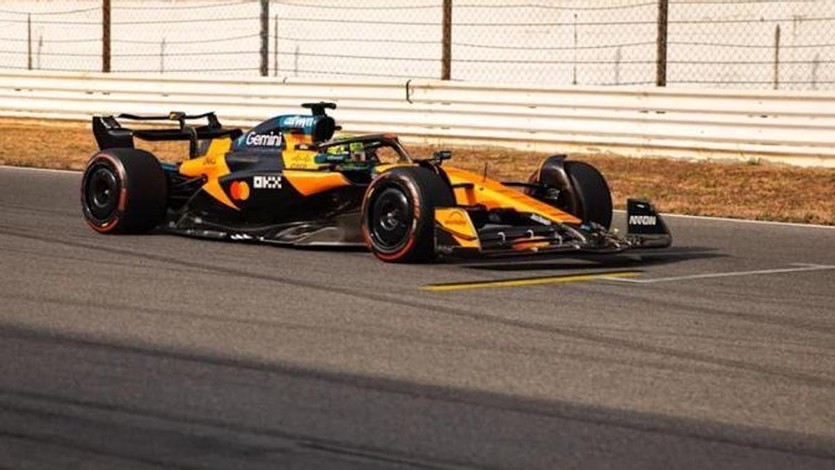 Norris, durante los test en Portimao