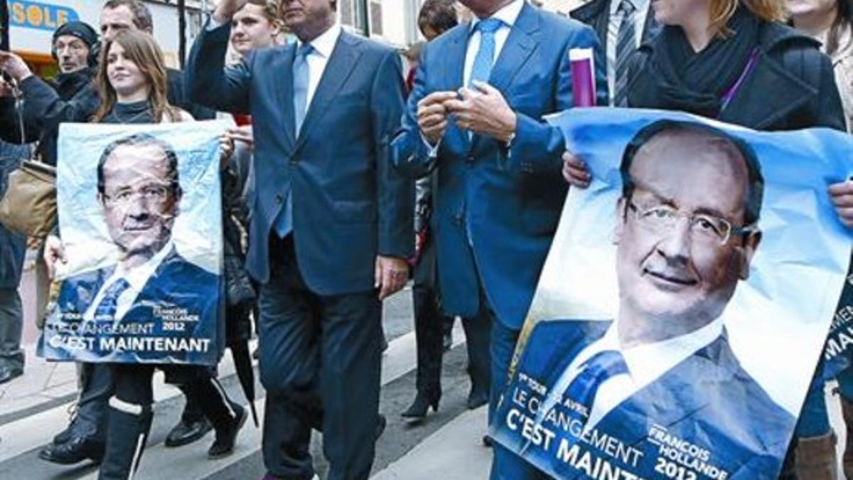 Hollande, en un acto electoral en Vitry-Le-Francois, ayer.