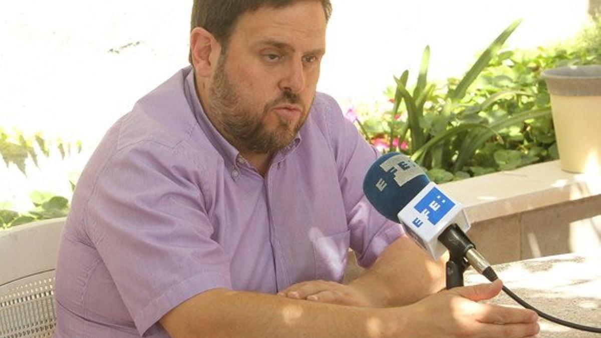 El líder de ERC, Oriol Junqueras, durante la entrevista concedida a la agencia Efe.