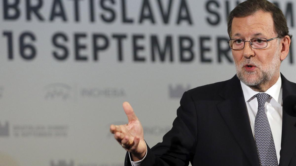 Rajoy, este viernes, en Bratislava.