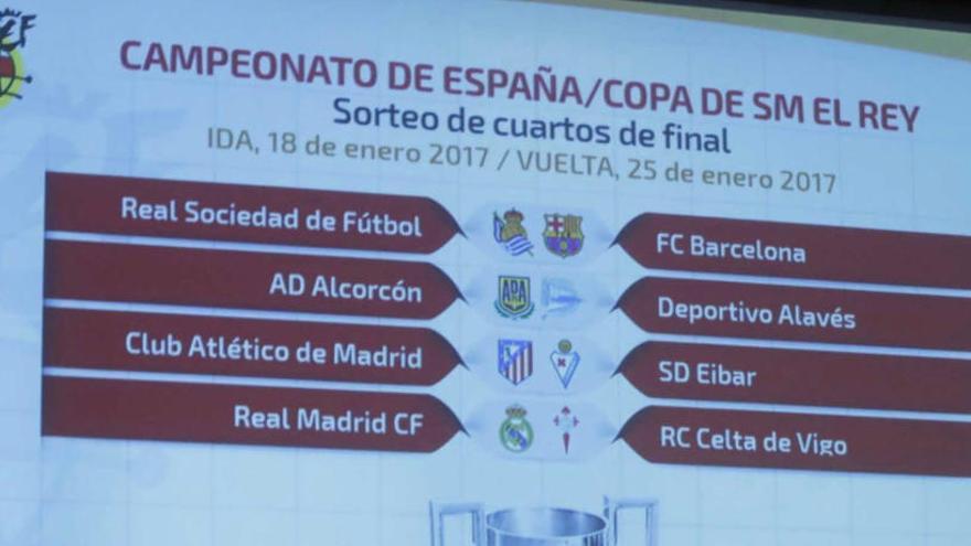 Cruces de los cuartos de final de la Copa del Rey.