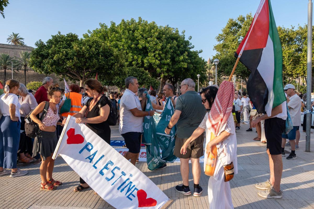 Manifestación en apoyo a Gaza y al pueblo palestino en Palma el viernes 31 de julio de 2026.