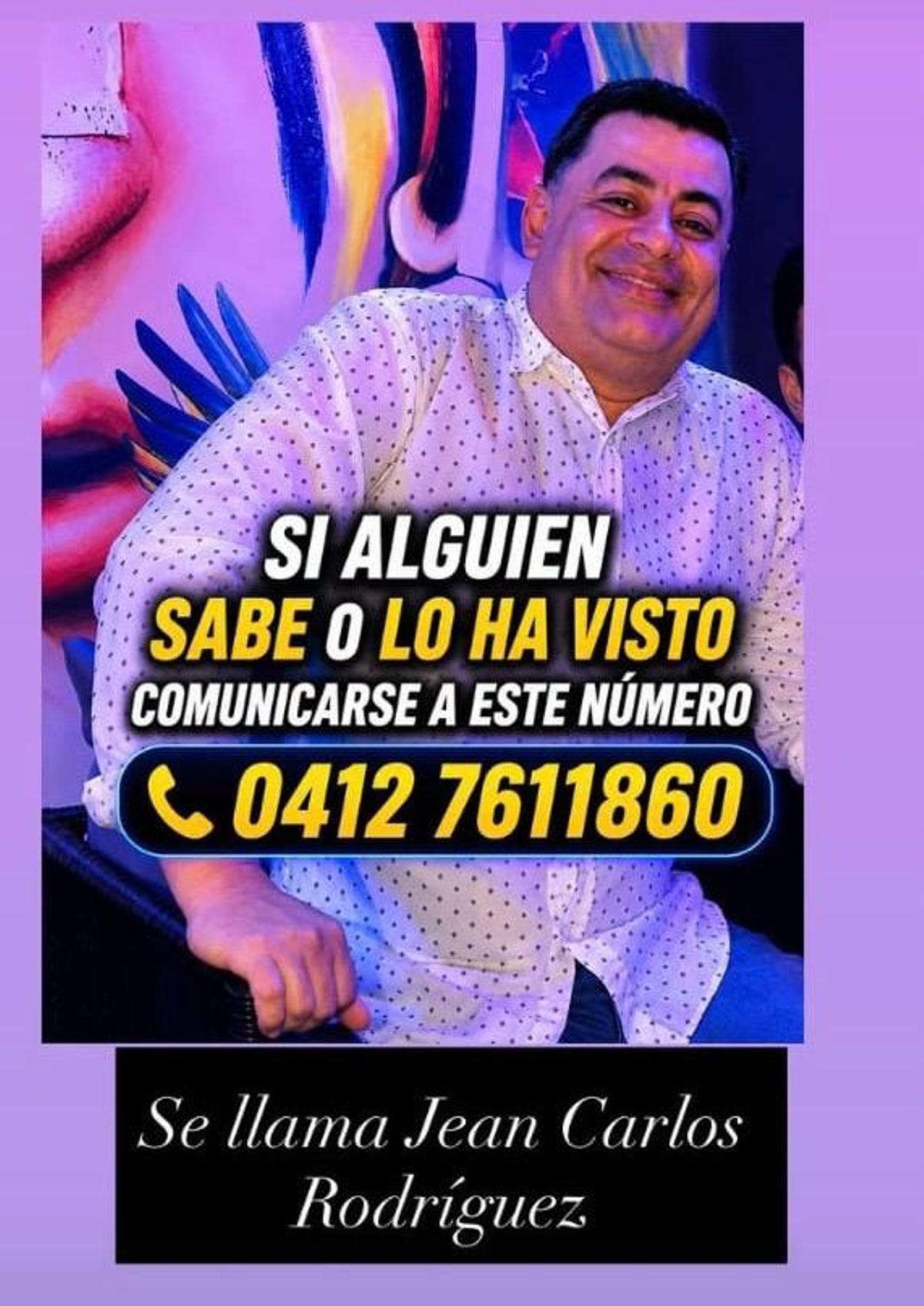 El desaparecido Jean Carlos Rodríguez.