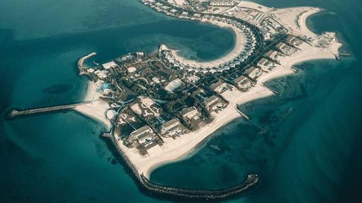 Vista aérea de la isla de Nurai, en Emiratos Árabes Unidos.