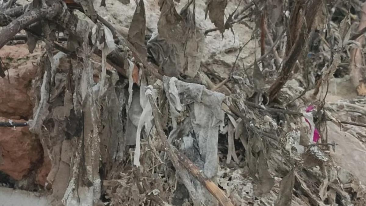 Toallitas y residuos en la bahía de Portamny