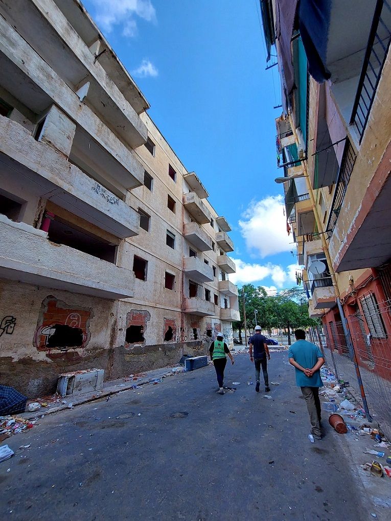 Los operarios en la zona