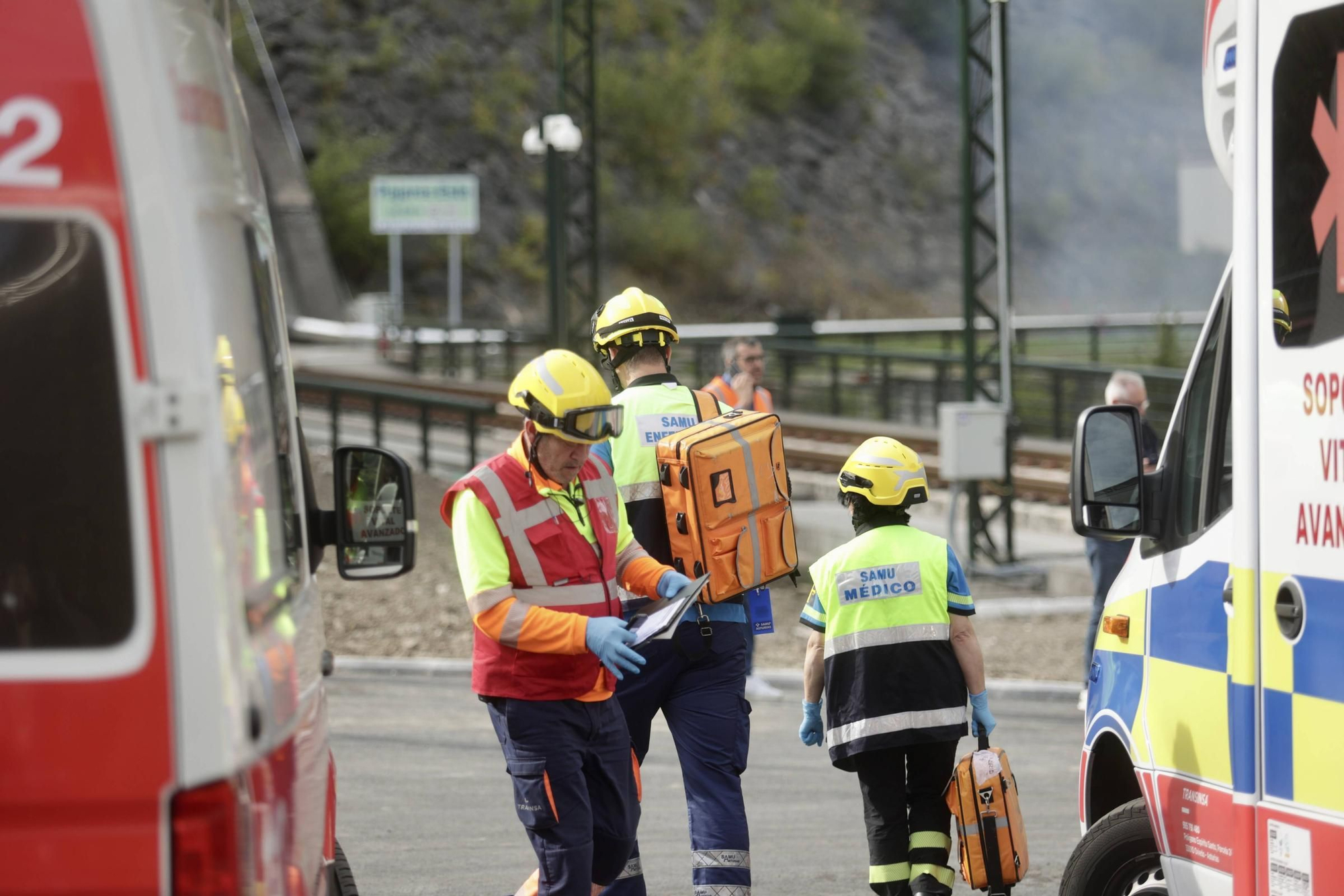 Así fue el simulacro de descarrilamiento en la Variante de Pajares