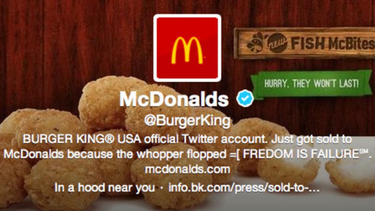 El falso avatar que anoche campó en la cuenta de Twitter de Burger King.