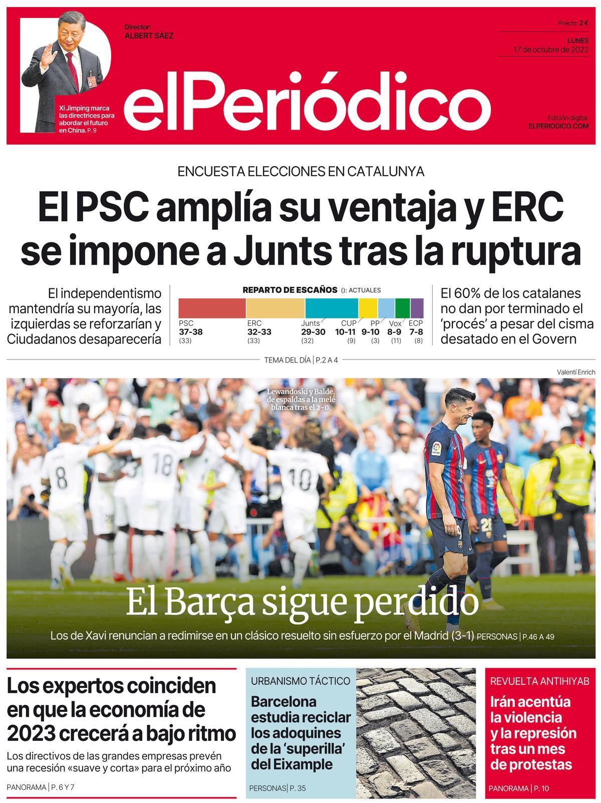 La portada d’EL PERIÓDICO del 17 d’octubre del 2022