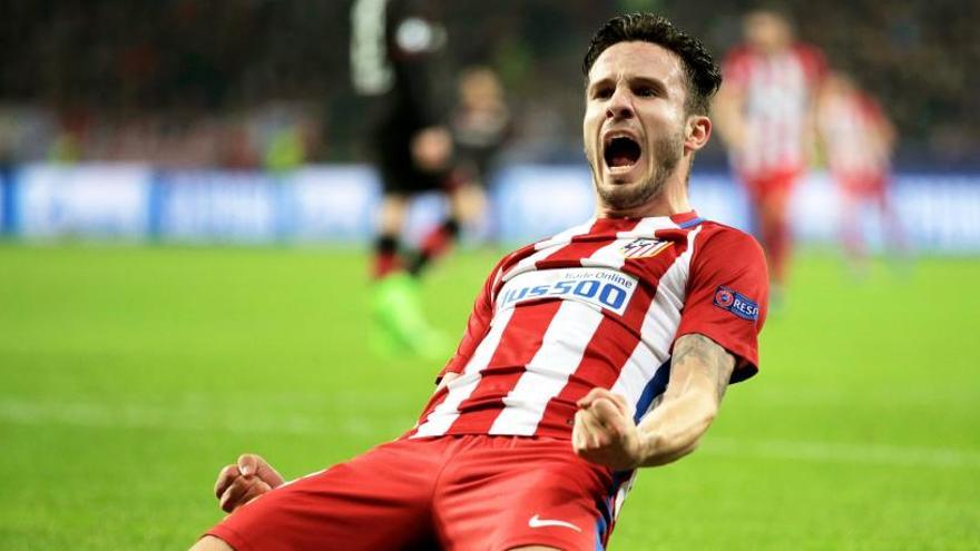 Saúl Ñíguez celebra un gol con el Atleti