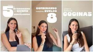 Paula Carabal en algunos de los vídeos que ha publicado en sus redes sociales de Instagram y TikTok sobre ideas en interiorismo.