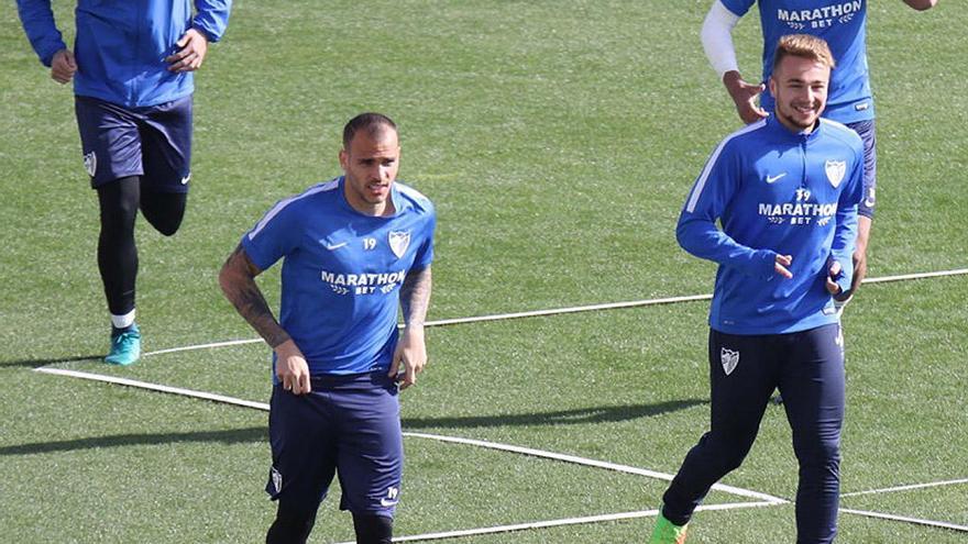 Una imagen de un entrenamiento del Málaga CF.