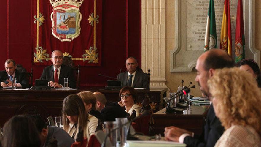 Detalle de una sesión plenaria en el Ayuntamiento de Málaga.