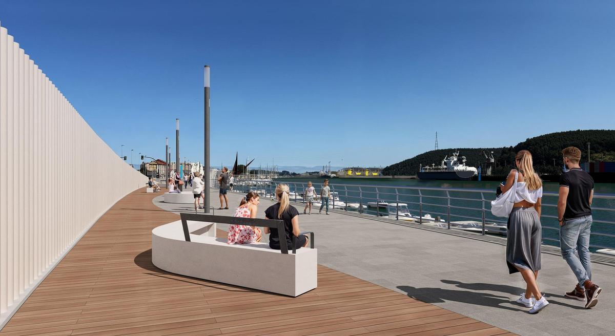 Recreación del paseo marítimo de Avilés una vez se ejecuten los trabajos de mejora.