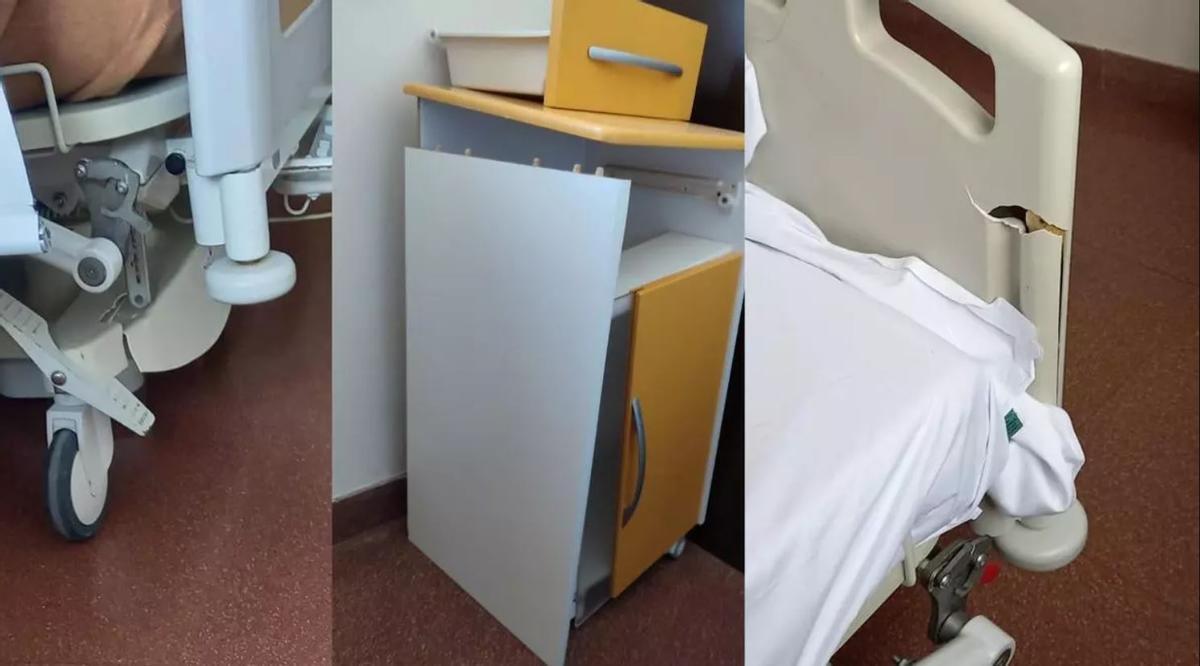 Mal estado del mobiliario del Hospital de Manises denunciado por la pltaforma en agosto.