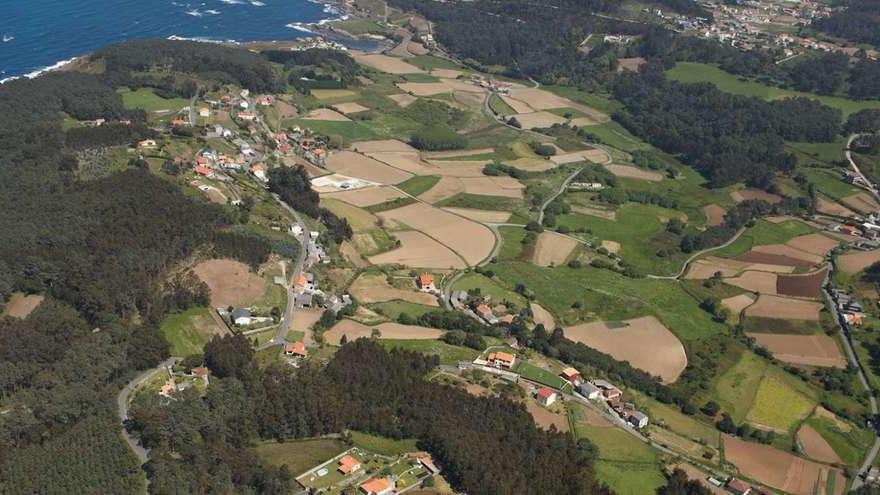 Vista aérea de Sorrizo, una de las parroquias de la zona rural del municipio.