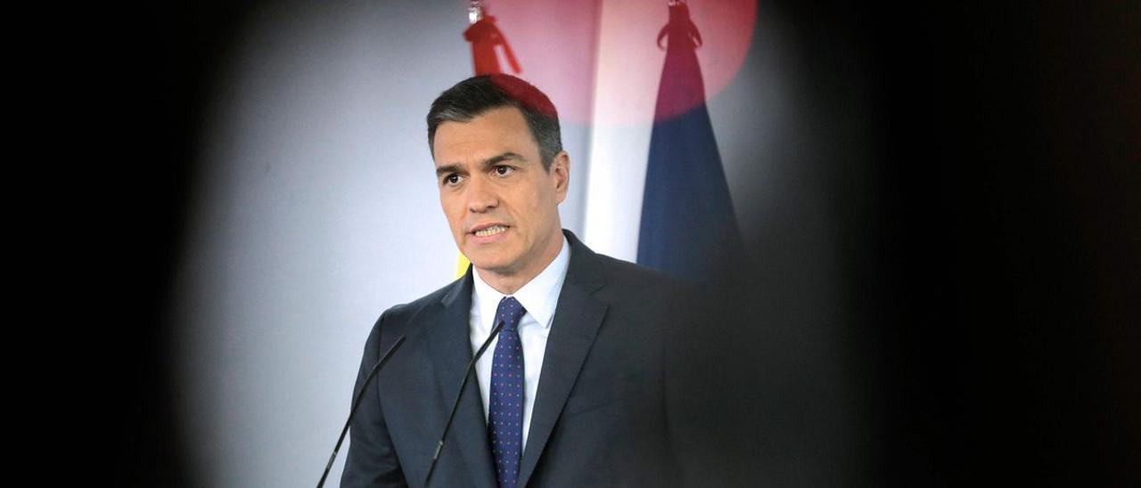 El presidente del Gobierno, Pedro Sánchez, en una comparecencia.